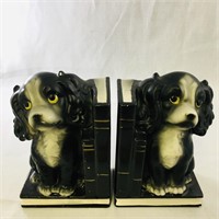 Pair Of Vintage Porcelain Dog Bookends