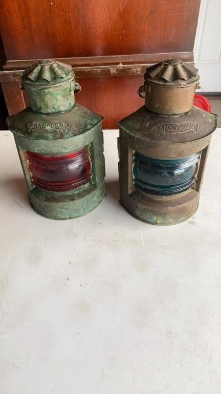 Pair of Vintage Copper Port and Starboard