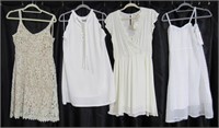 (4) White Women's Short Dresses Sz. L