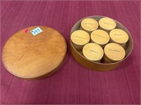 Shaker Spice Box, Round with 7 labeled spice