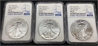 (3) 2021 SILVER AMERICAN EAGLES, EAGLE LANDING