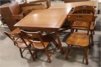DINING ROOM TABLE WITH 6 CHAIRS & SLIDE-OUT LEAVES