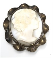 Victorian Shell Cameo Brooch Gold Filled