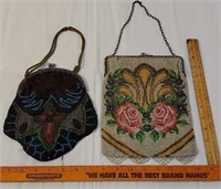 2 Retro Beaded Purses, Black is worn