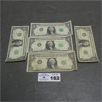 (5) Joseph Barr $1 Bills