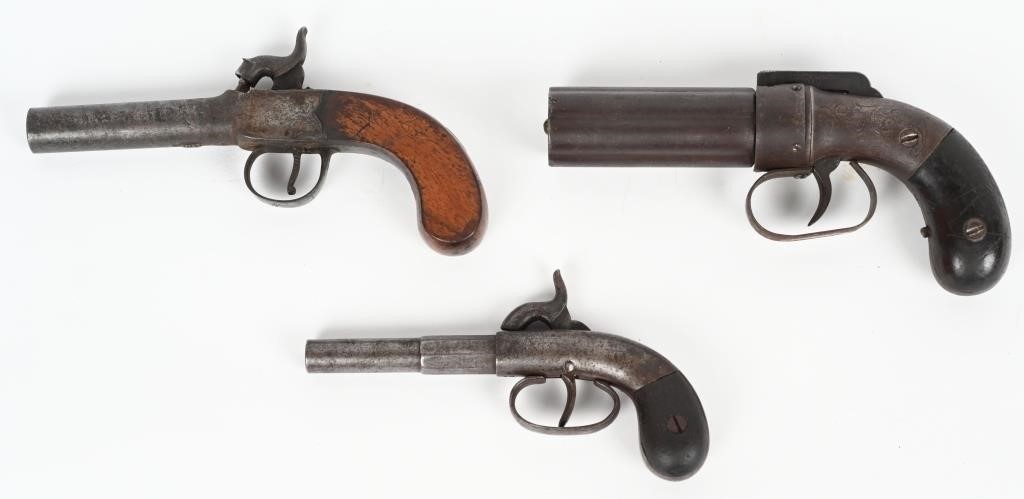 LOT (3) ANTIQUE PERCUSSION PISTOLS