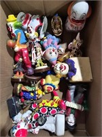 Box of Misc. Porcelain Clown Figurines