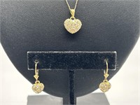 14kt Gold and Crystal Necklace and Earrings