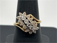14kt Gold Plum with Diamond and Sapphire Ring