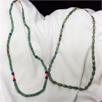 (2) Turquoise & Sterling Bead Necklaces