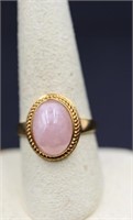 Sterling oval cut pink quartz ring, lab created