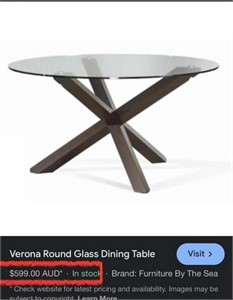 V - GLASS TOP DINING TABLE W/ 4 CHAIRS (M1)