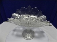 7.5" THISTLE PATTERN PRESSED GLASS OVAL PED. BOWL