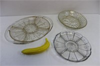 Trio of Vintage Glass Serving Dishes