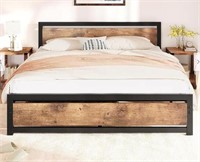 Industrial King Bedframe - Wooden Head/Footboard