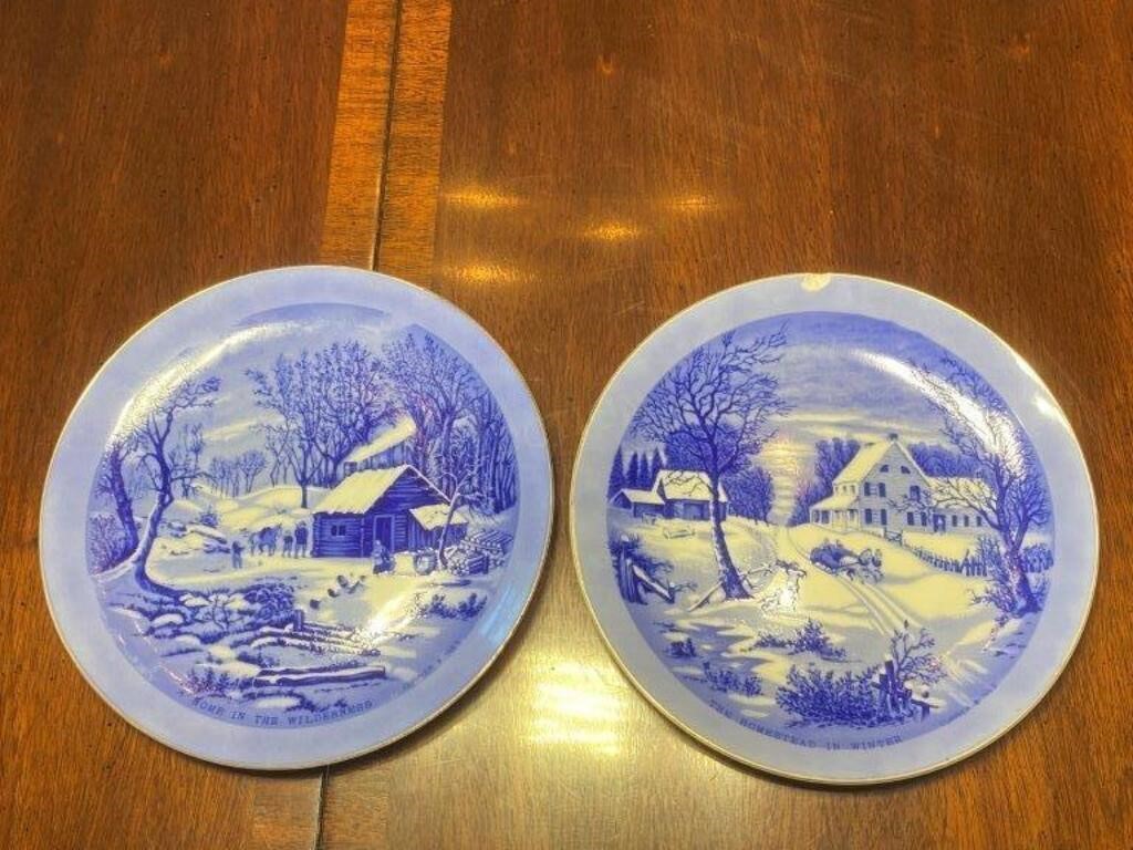 2 Blue & White Decorative Plates