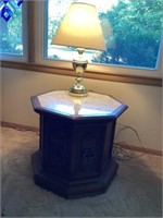 Marble top end table and lamp