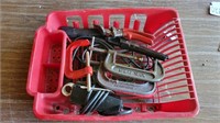 Basket of tools and clamps