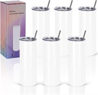 6 Pack 20 Oz Straight Skinny Tumblers 20 Oz Wh