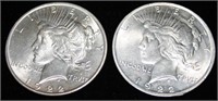 (2) 1922 Peace Dollars