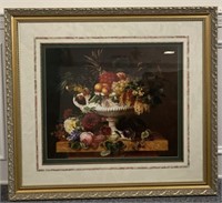 Grecian Urn w. Fruit print 40 1/4”x36 3/4” Framed