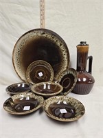 Drip Glaze Platter, (2) Plates &(4)Bowls & Pitcher