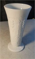 Leaf & grape pattern vase approx 8 inches tall
