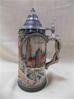 Munchen German Stein w/Pewter Lid