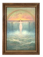 Spirit of Niagara Framed Oil Painting Nude Rainbow