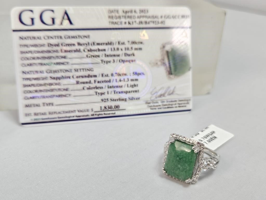 Dyed Green Beryl (Emerald) & Sapphire Corundum