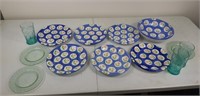 Blue plates and glass collection