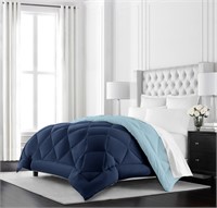 KING Reversible Comforter Navy/Sky Blue