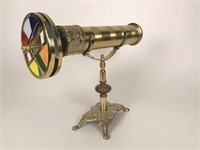 Brass Kaleidoscope Dual Stained Glass On stand