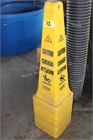 Ten yellow caution cones