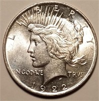 1922 Silver Peace Dollar - High Grade Blast White
