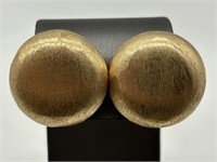 Early Napier Textured Gold Tone Earrings