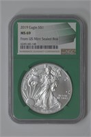 2019 ASE Silver Eagle NGC MS69 Mint Box
