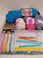 Group of knitting/ crocheting supplies