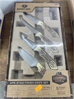 4pk stag finish knife set