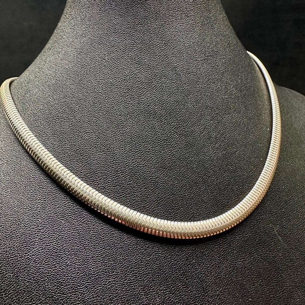 Sterling Silver Herringbone Necklace 18"