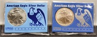 (2) Silver Eagles 1998, 1999 BU