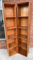 (2) stained pine 5 Shelf display shelves
