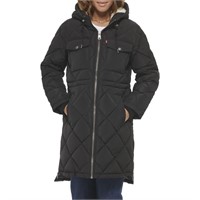 Levi's Women's Diamond Quilted Hooded Long Parka
