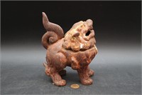 Cast Iron Rusty Foo Dog Incense Burner