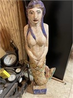 Wooden Mermaid Statue