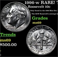 1996-w Roosevelt Dime RARE! TOP POP! 10c Grades ms