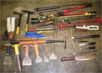 Tools: pry bars, chisels, bolt cutters, splitting