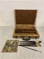 Vintage Wooden Painters Suitcase 17.25"x13.5”x3.4”