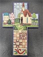 Jim Shore Collectible: Church/Village Scene Cross