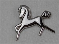 STERLING CORO HORSE BROOCH